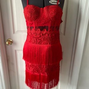 Red fringe dress